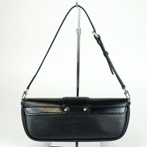 LOUIS VUITTON Pochette Montaigne Noir Black Epi Leather Handbag Clutch Bag